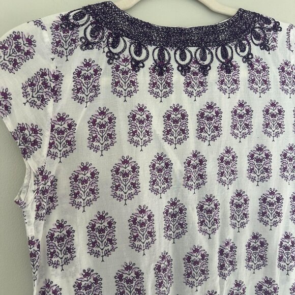 Calypso St. Barth Embroidered Tunic T-Shirt Dress Floral Boho 100% Cotton - XS - Picture 6 of 6